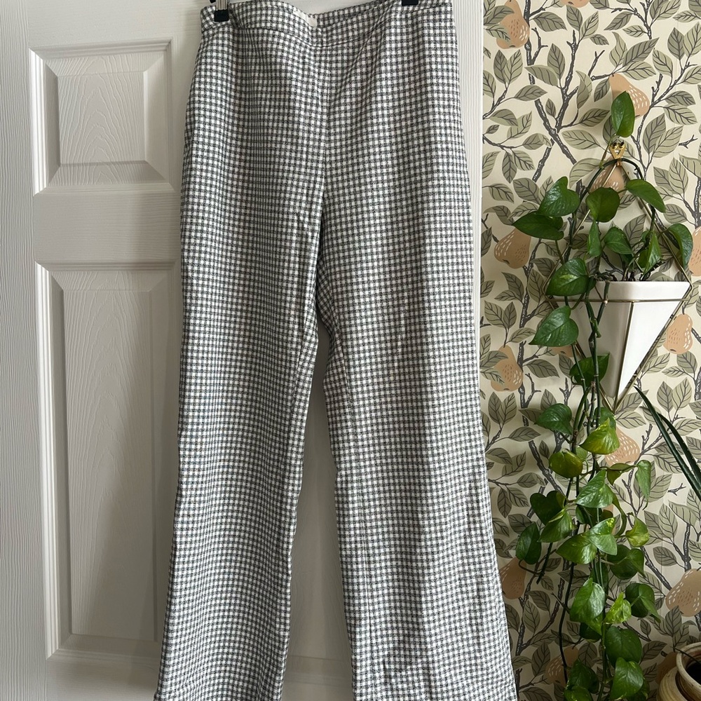 Gray and White Checkered Pants